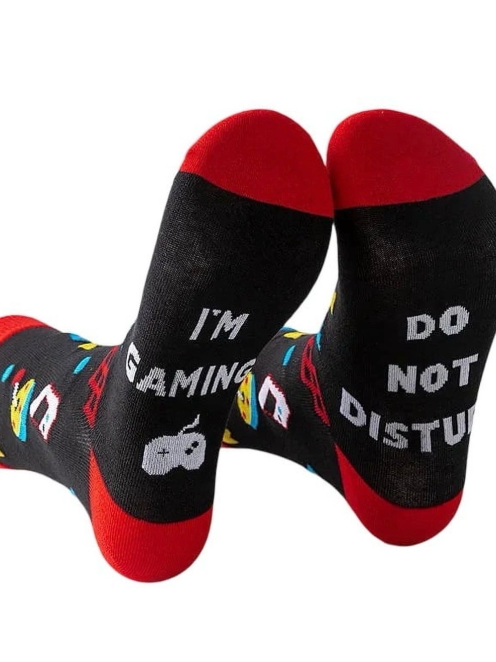 Novelty 'I'm Gaming - Do Not Disturb' Black & Red Crew Socks